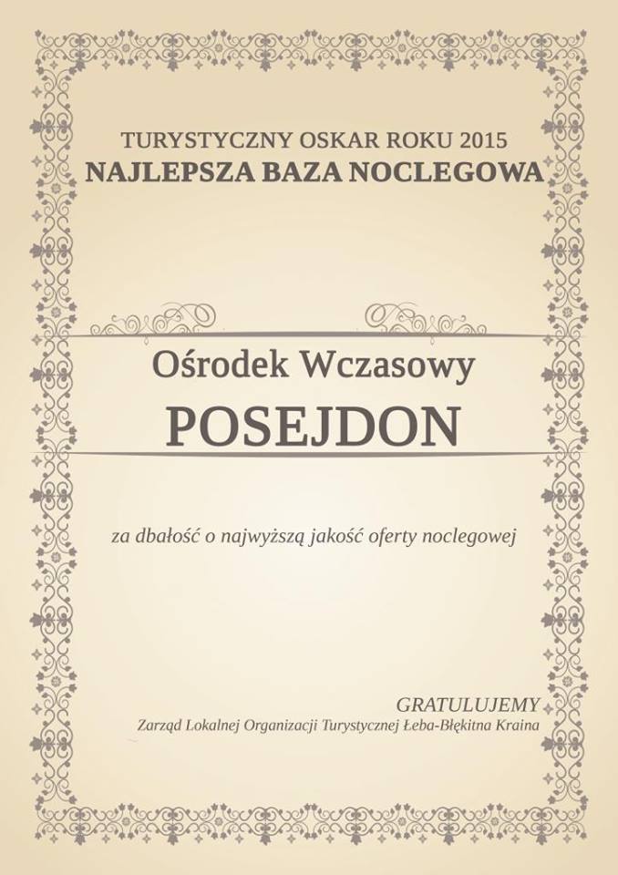 Turystyczny oskar roku 2015 - Ośrodek Wczasowy Posejdon